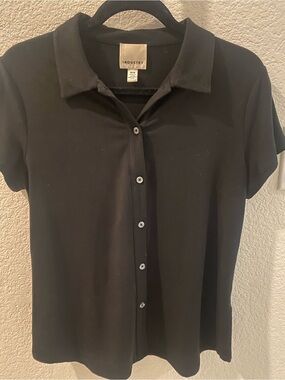 INDUSTRY Black Short-Sleeve Button Polo Shirt